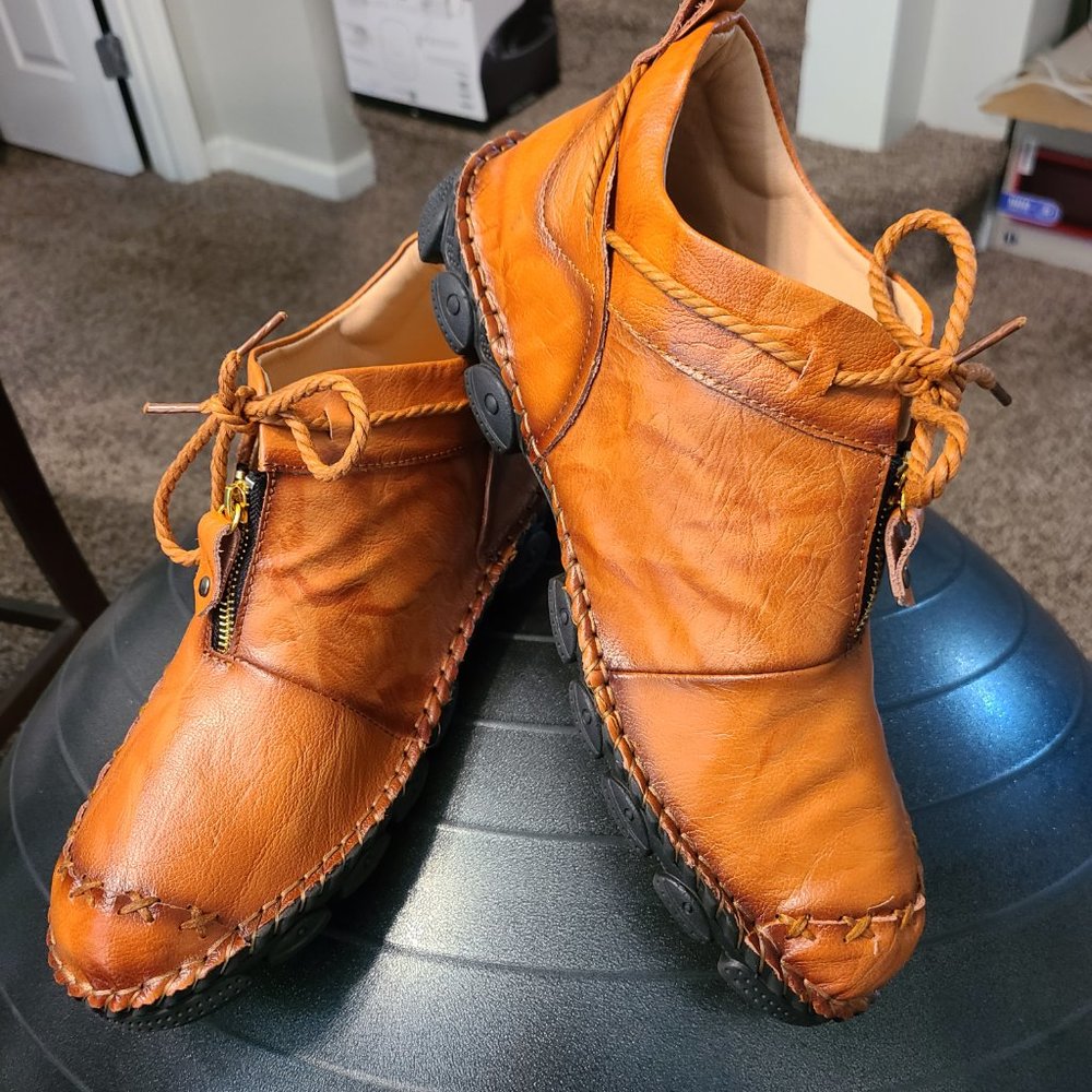 BRAND NEW MENS LEATHER MENS MOCCASINS SIZE 13! - Picture 4 of 5
